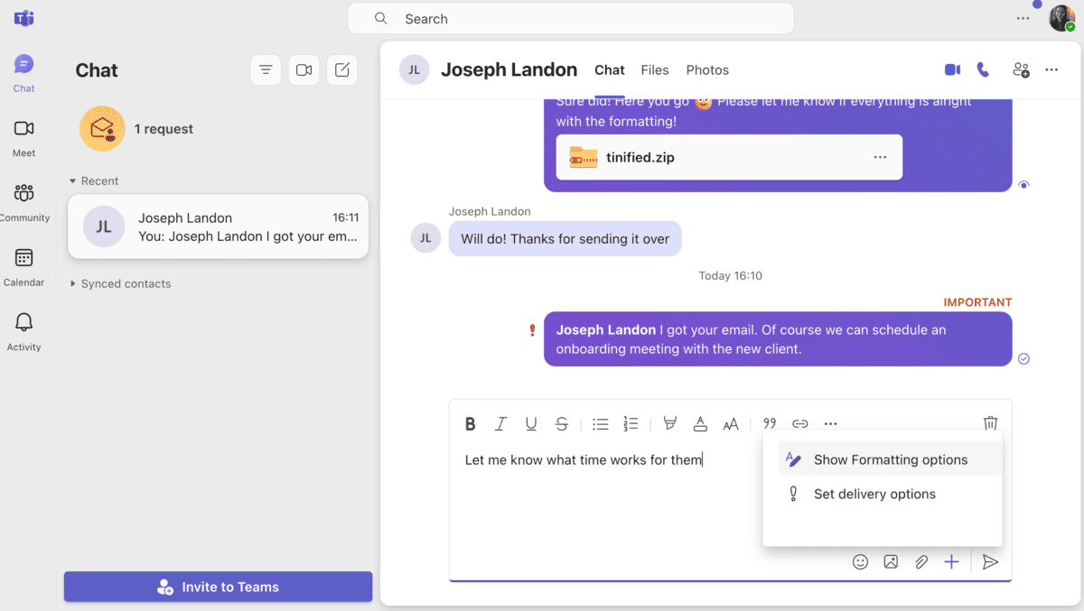 Emphasise important messages in Microsoft Teams