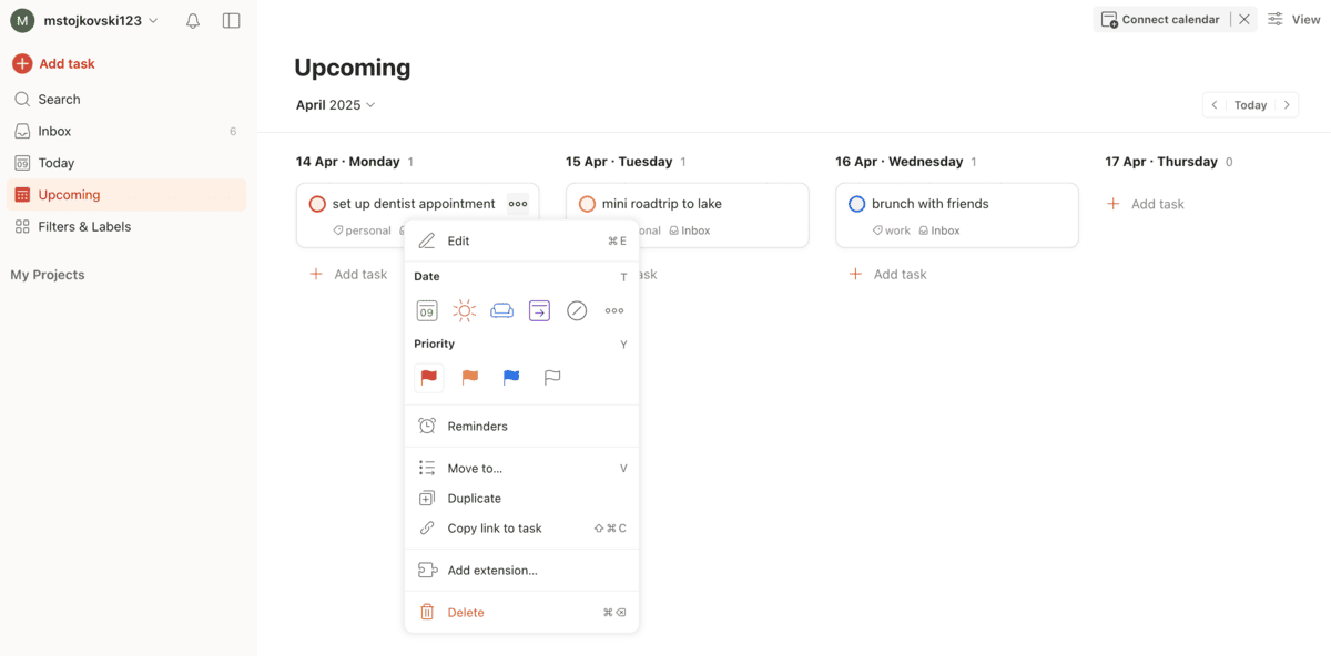 Prioritize your to-dos in Todoist