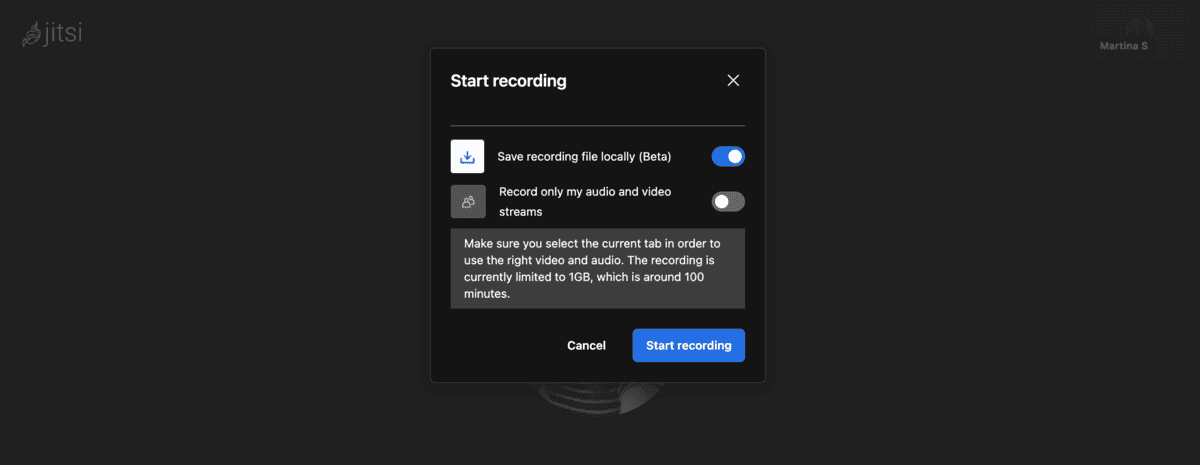 Record your meeting in Jitsi Meet