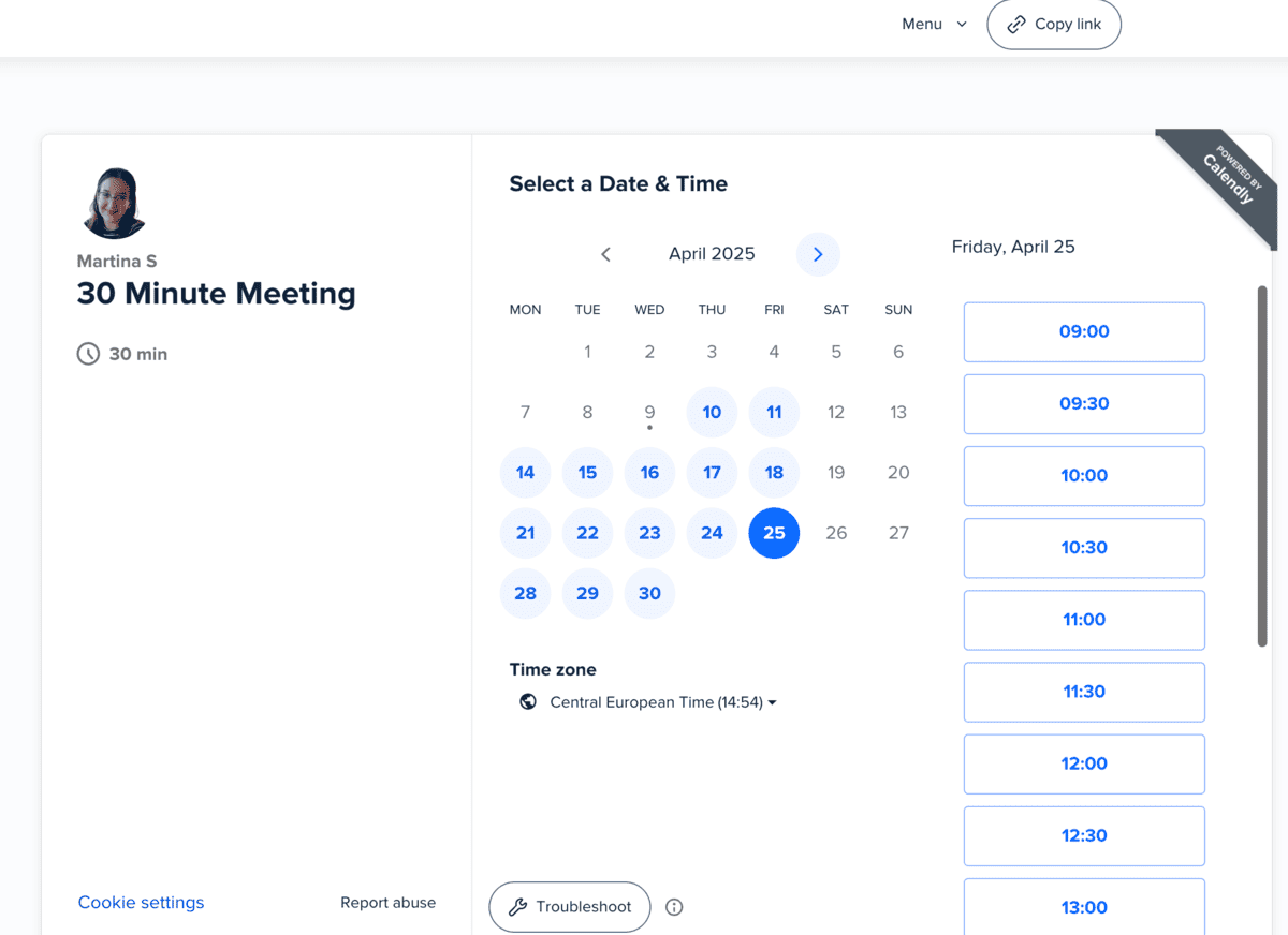 Schedule meetings in Calendly