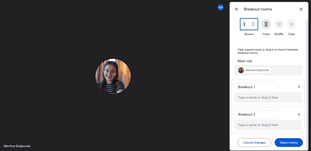 Setting up breakout rooms in Google Meet