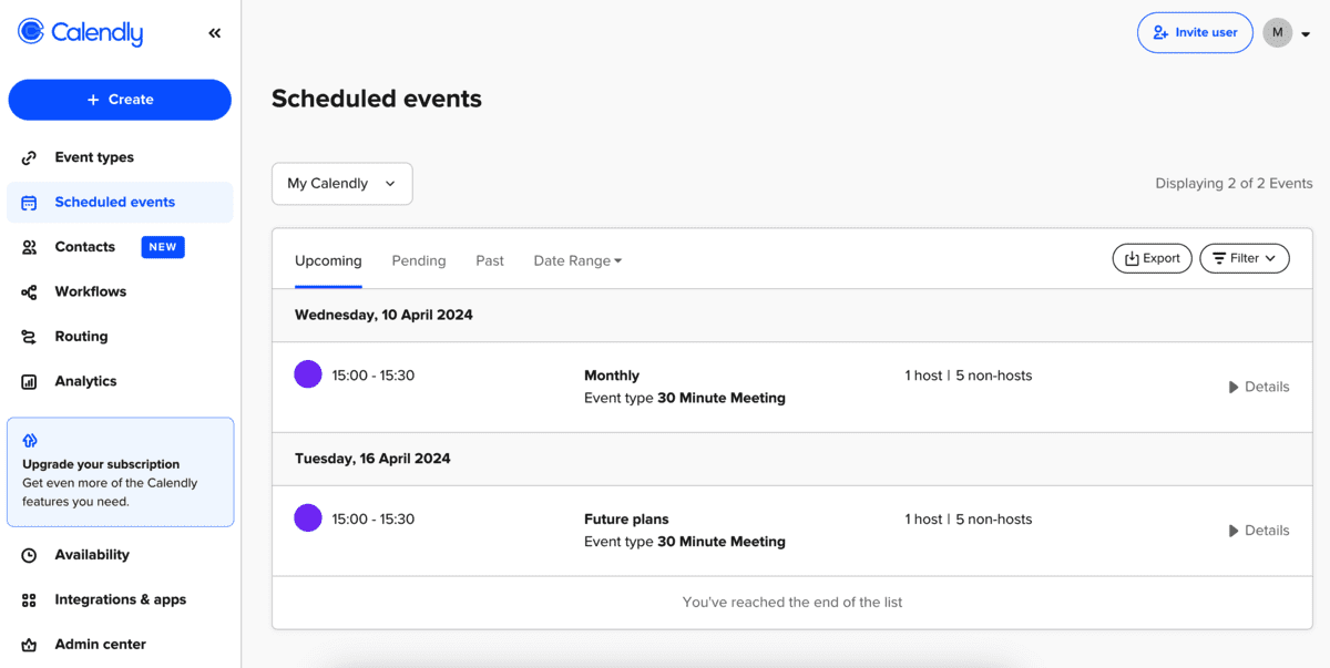 Calendly Scheduled Events
