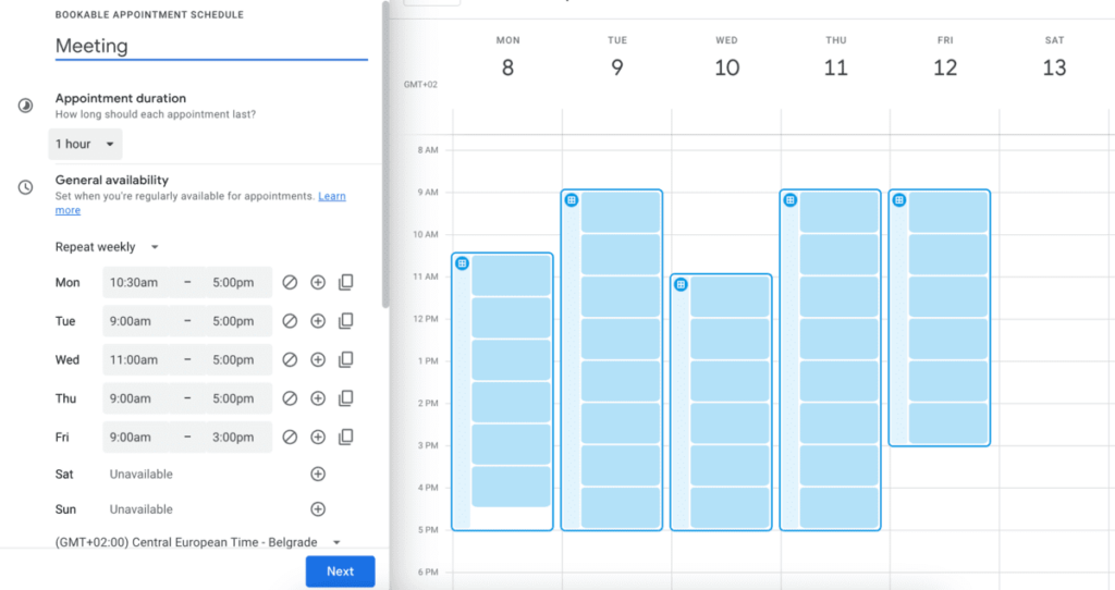Google Calendar meeting scheduling
