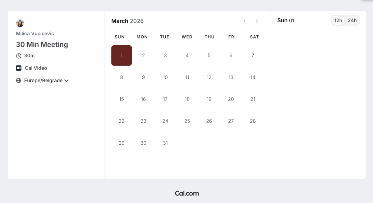 cal.com booking page