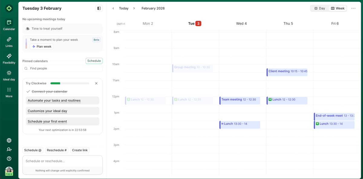 Clockwise meeting calendar
