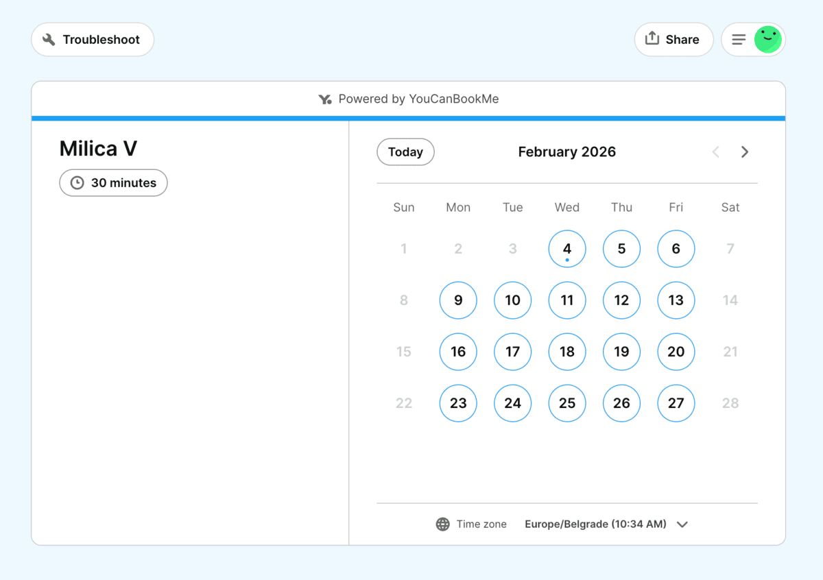 YouCanBookMe booking page