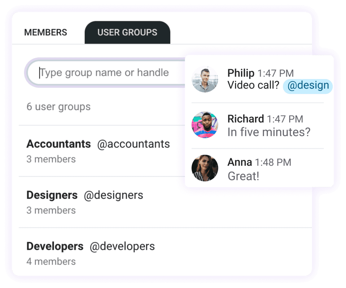 Message a user group within a channel to quickly notify all members