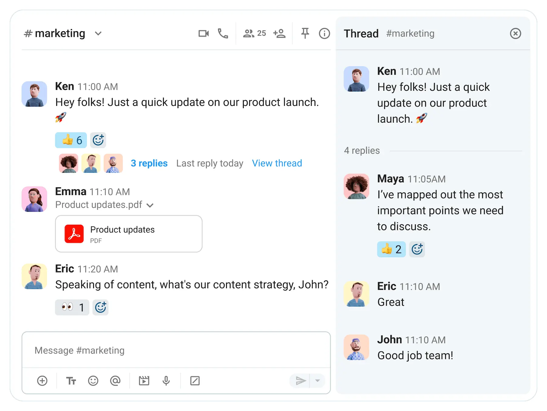 Focus discussions in Pumble threads