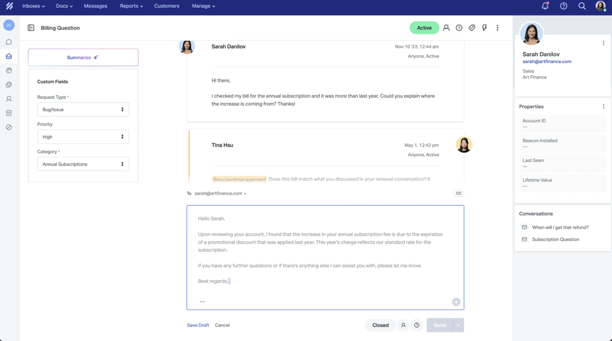 Inbox in HelpScout