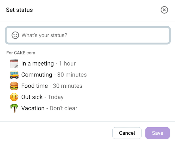 Set a status to show your availability in Pumble