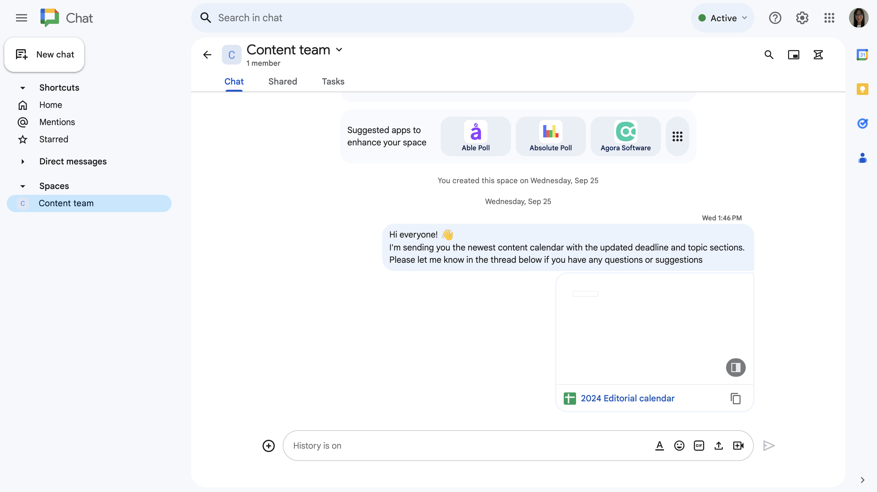 Spaces in Google Chat