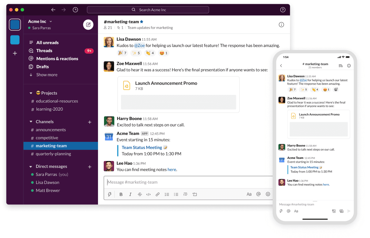 Slack interface 