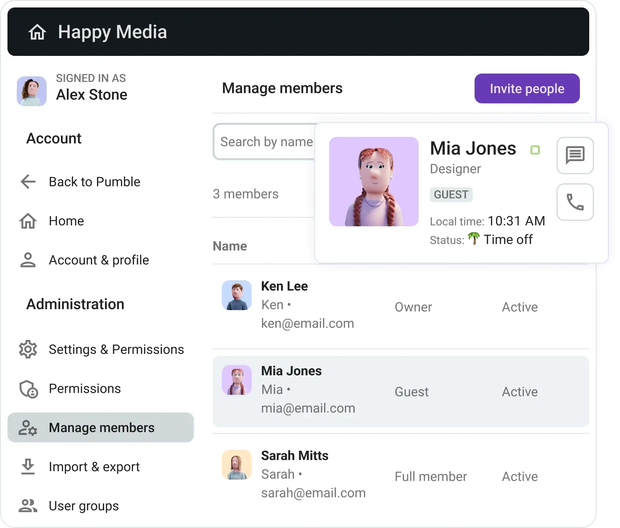 Managing workspace members and guest users in Pumble by CAKE.com 
