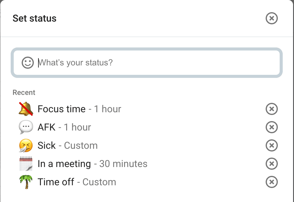 Status settings in Pumble