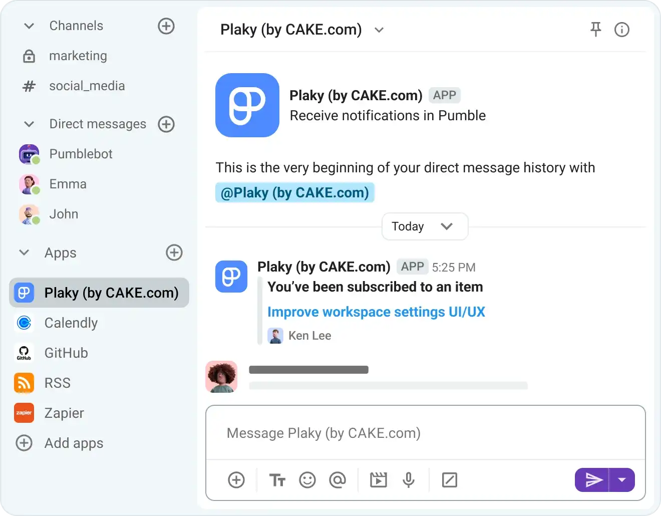 Tracking task updates in Pumble via the Plaky integration