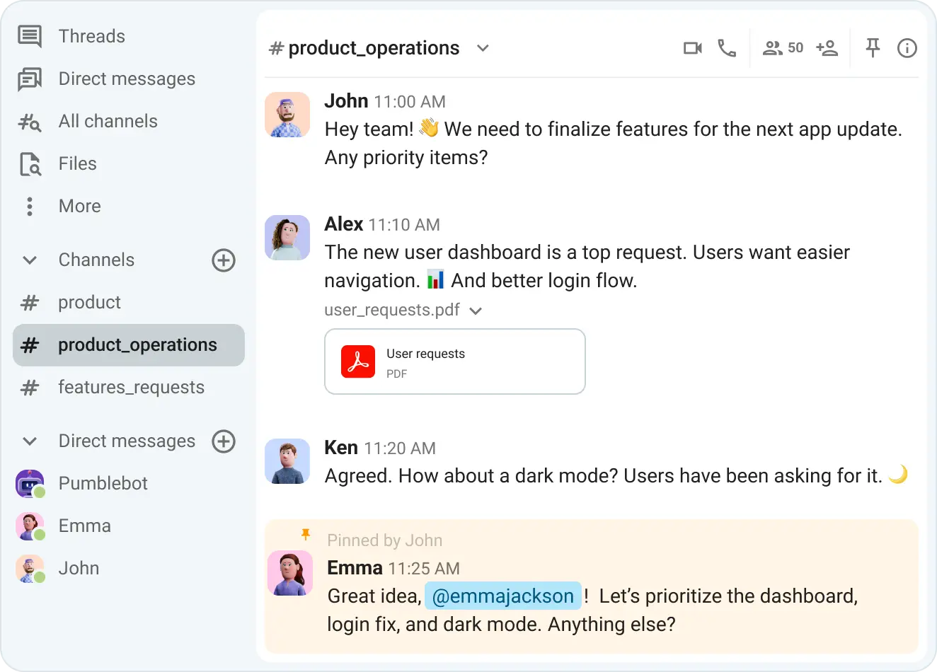pinned messages