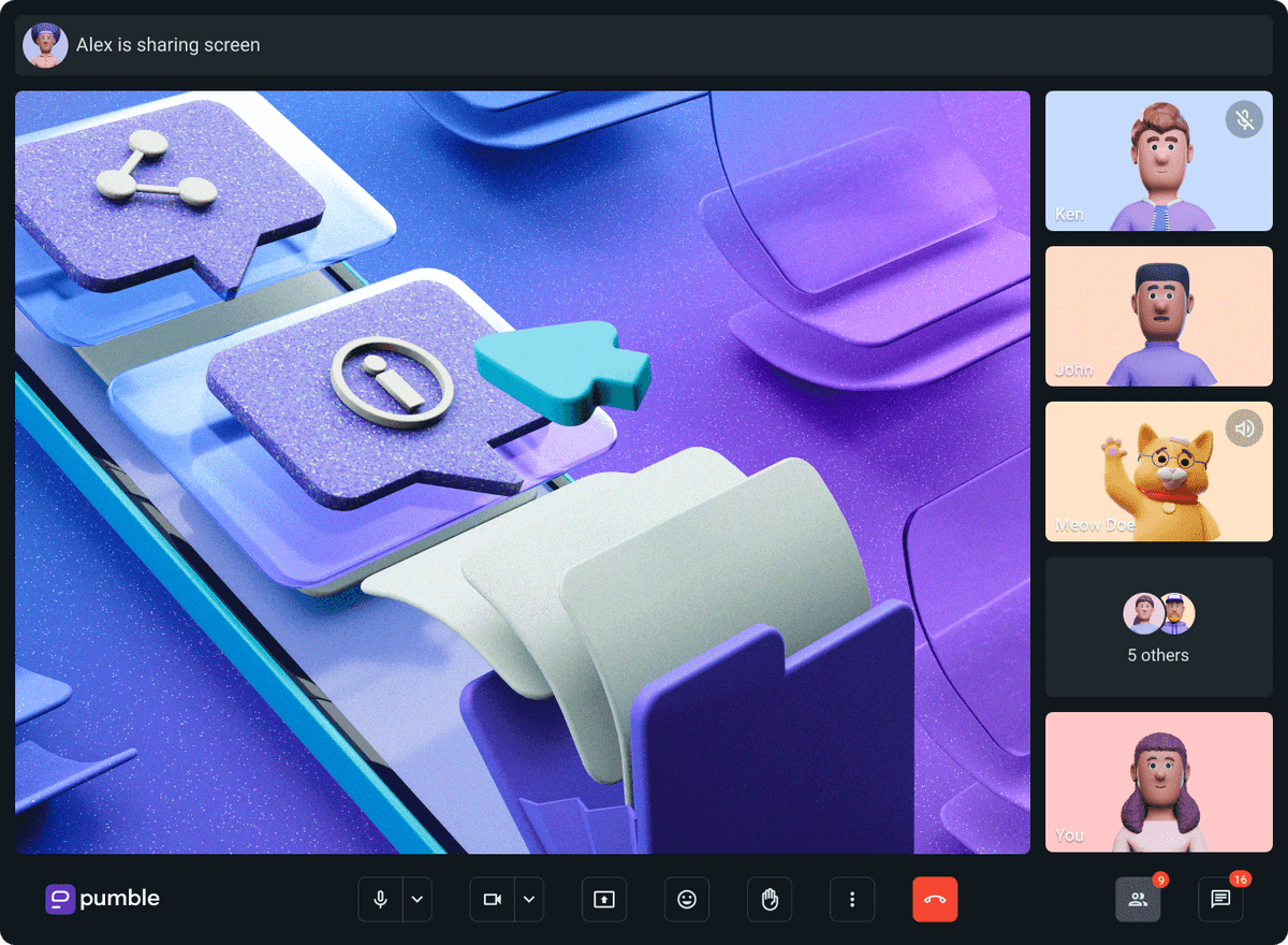 Screen sharing in Pumble