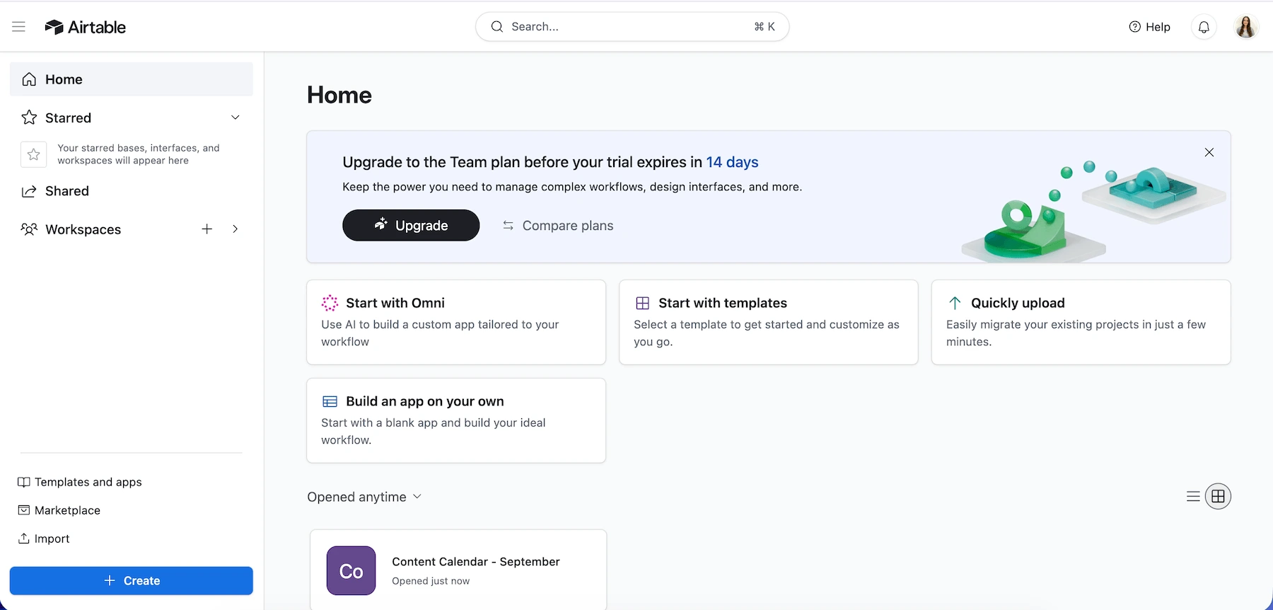 Airtable homepage