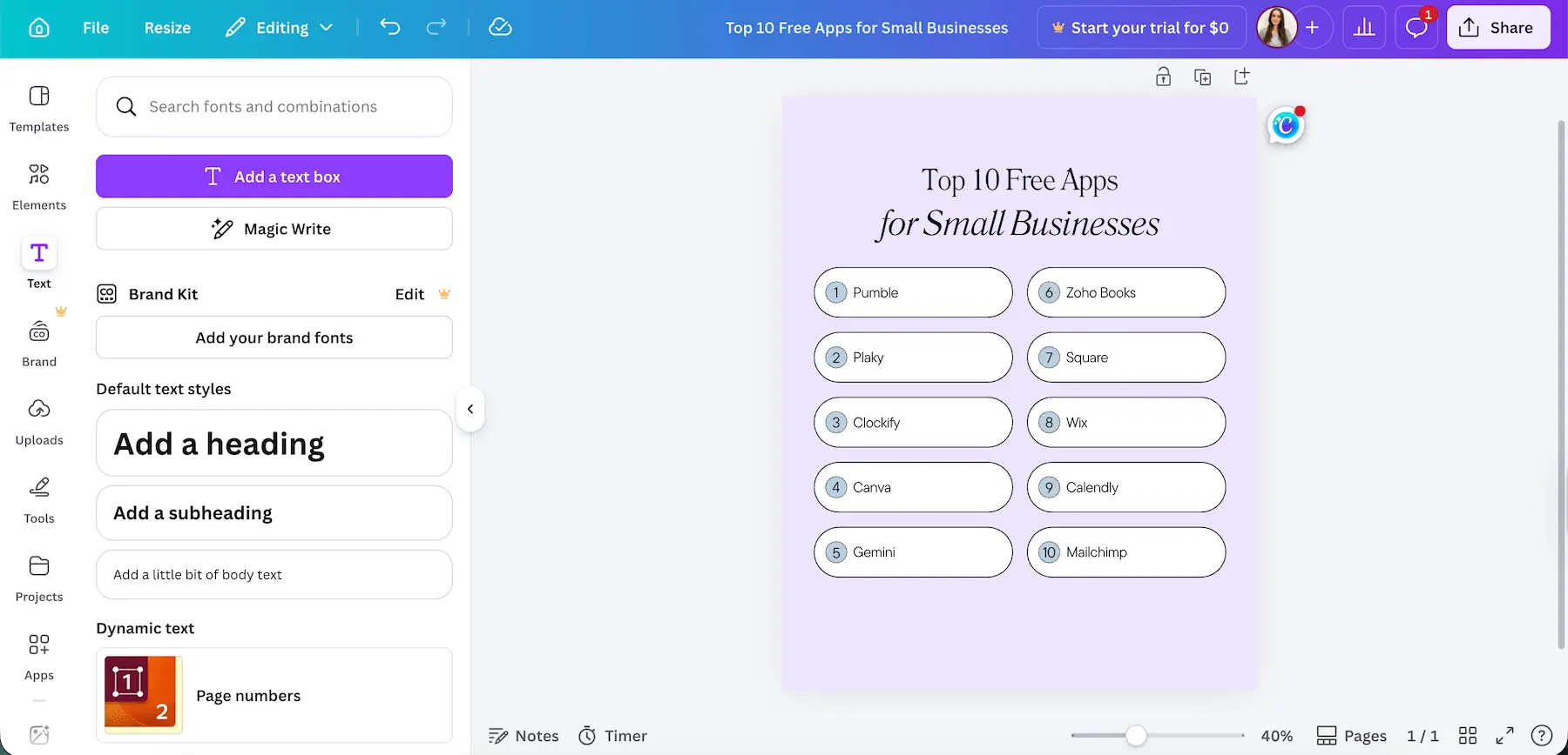 Designing an image in Canva