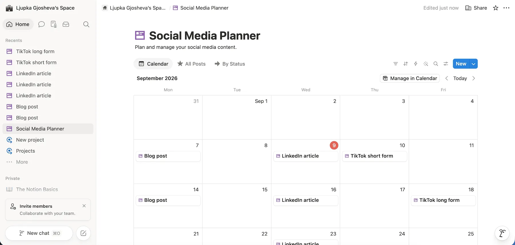 Notion calendar view