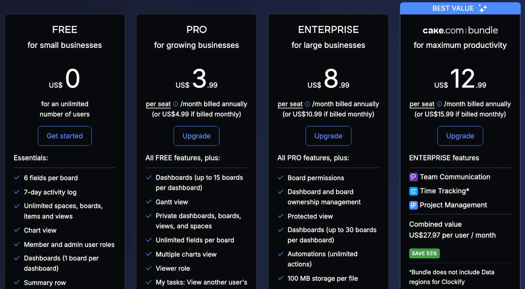Plaky pricing plans