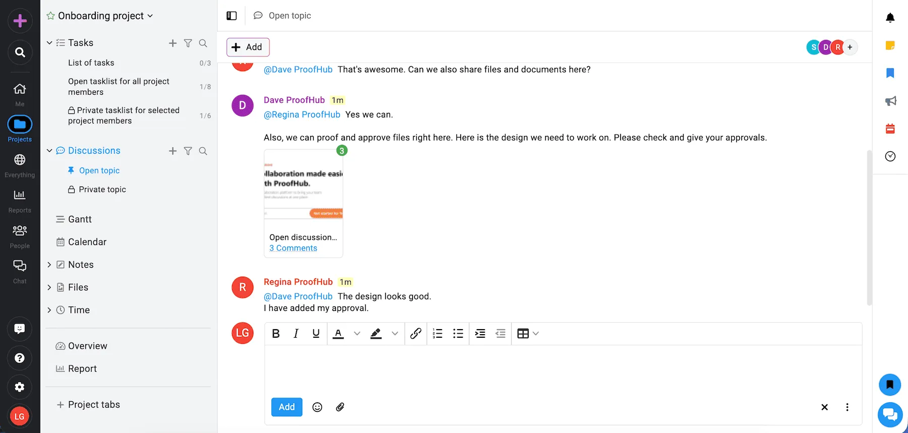 ProofHub discussions