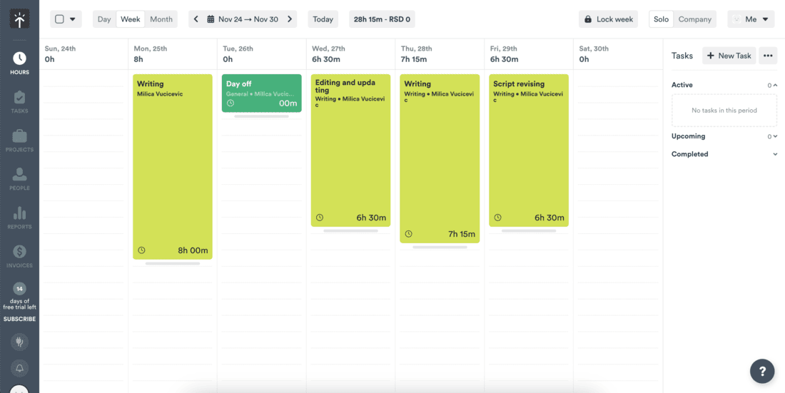 Timely manual time-tracking options