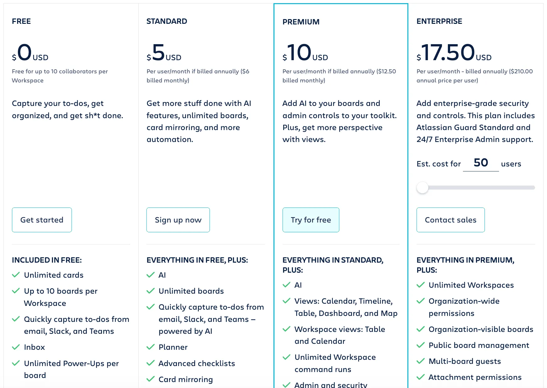 Trello pricing