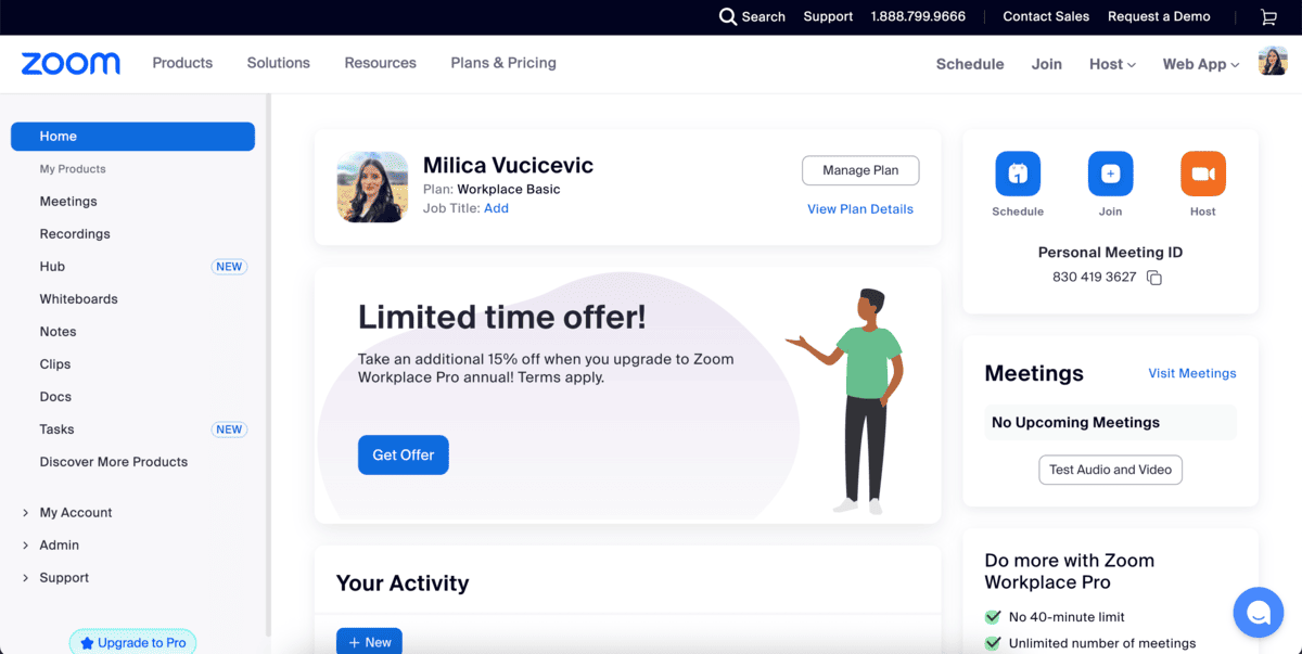 Zoom homepage