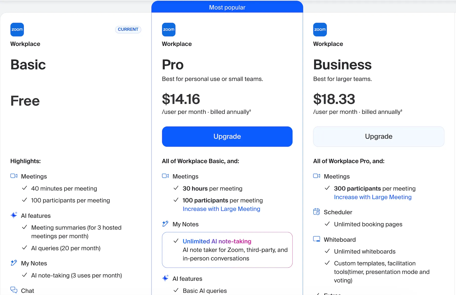 Zoom pricing