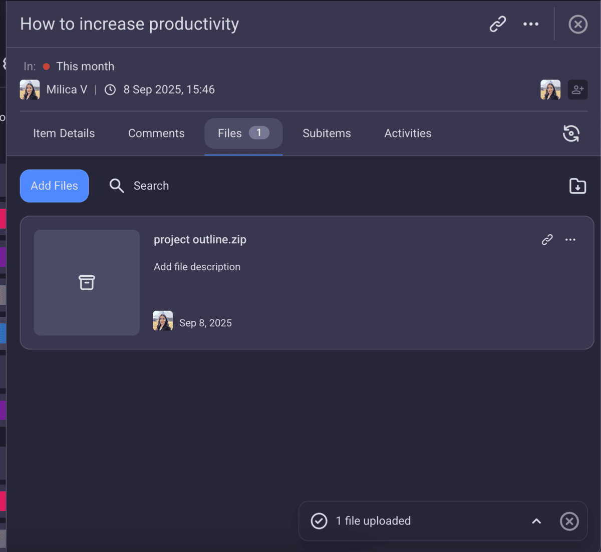 Plaky file attachments