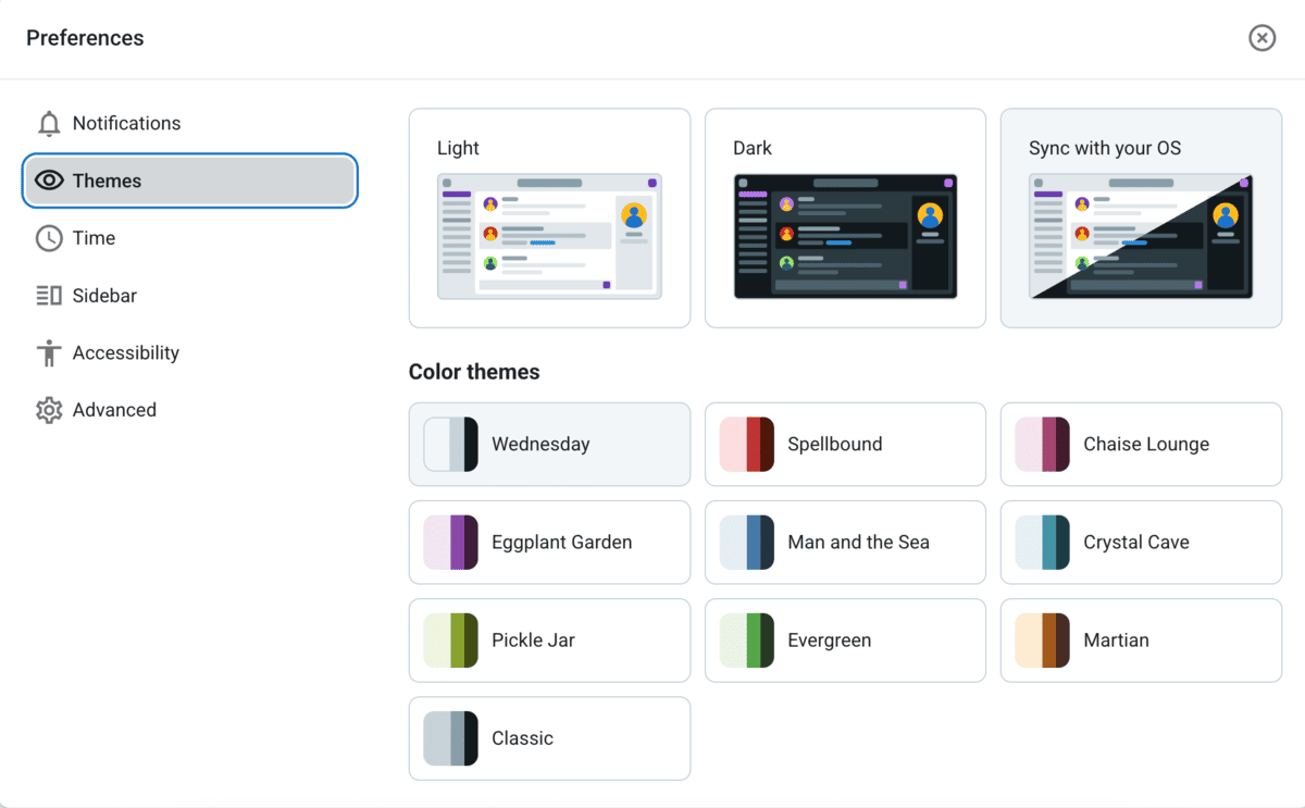 Themes in Pumble