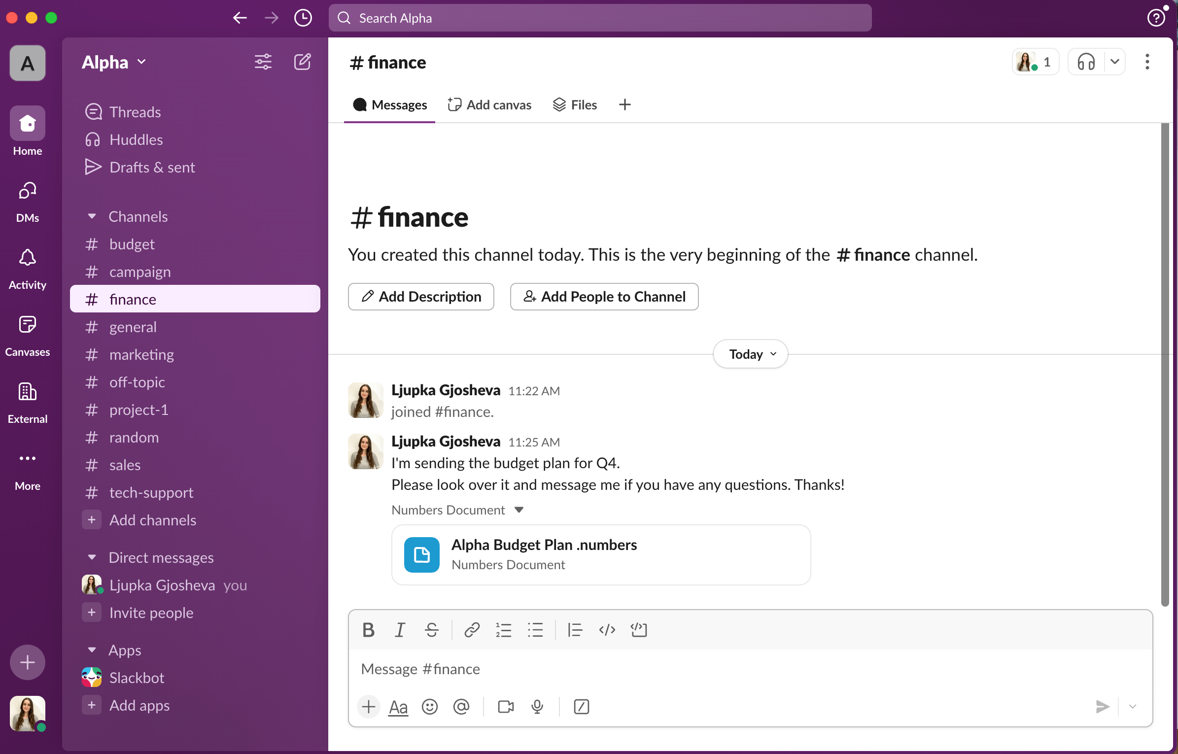 File sharing in Slack