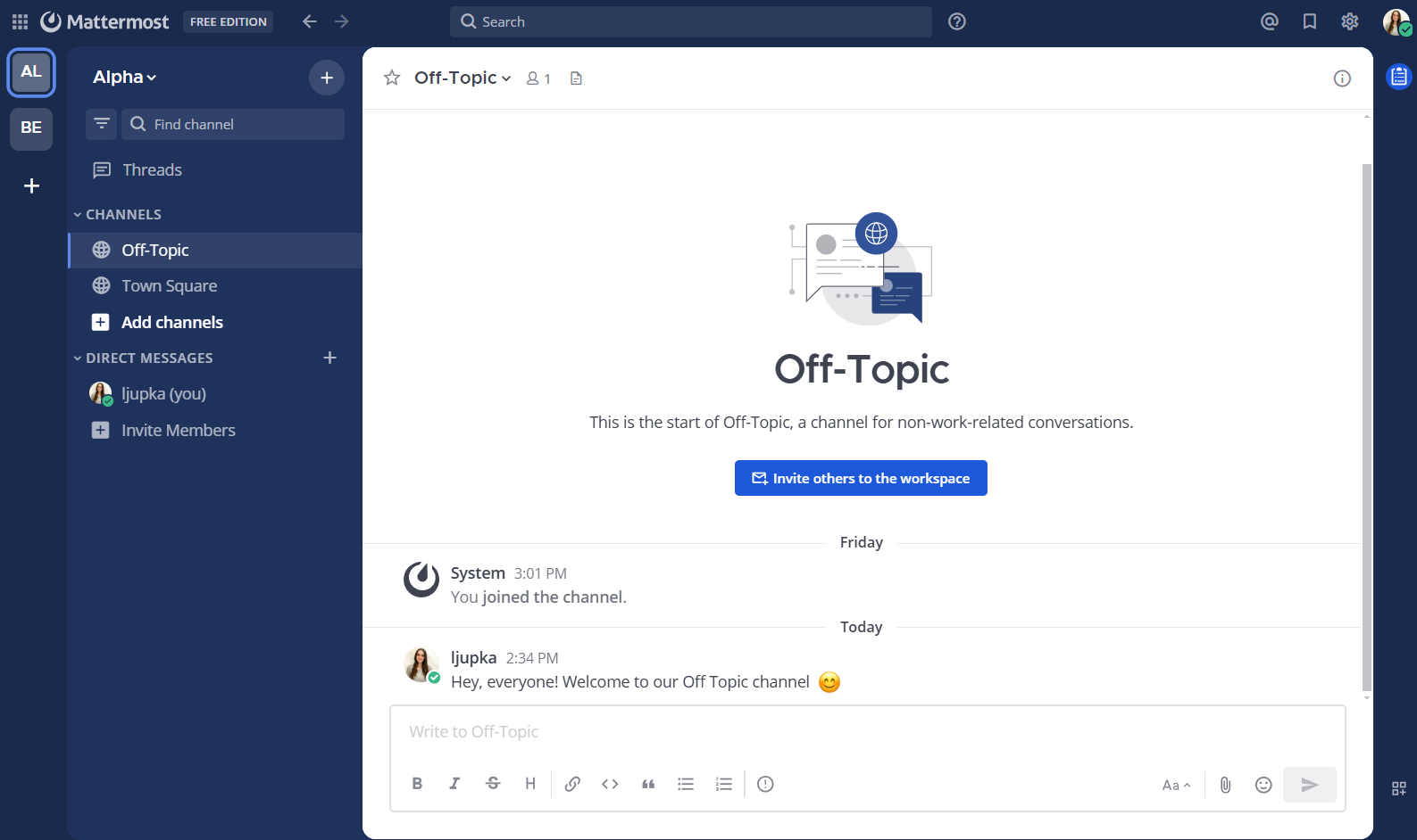 Mattermost interface