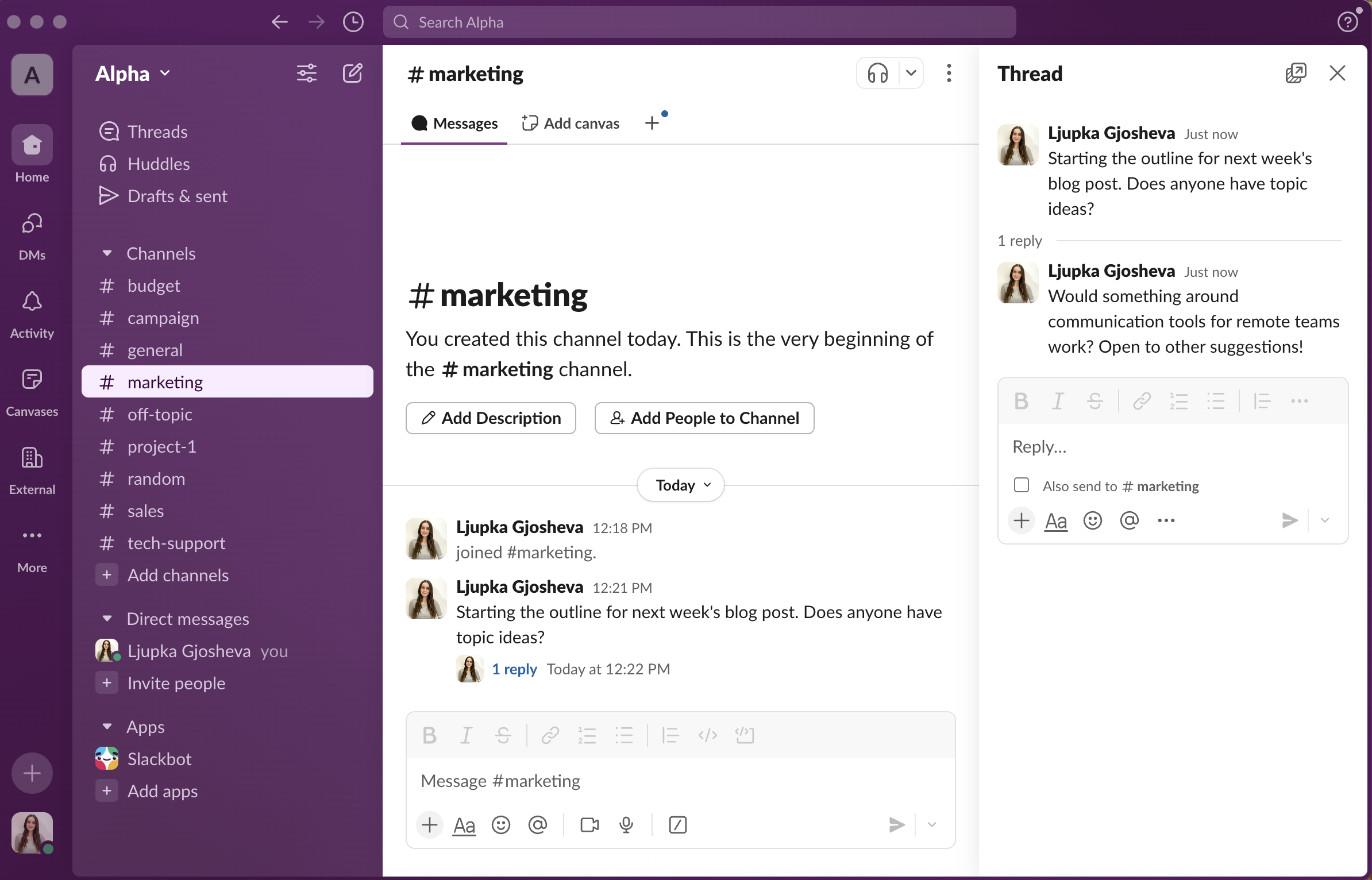 Threads in Slack