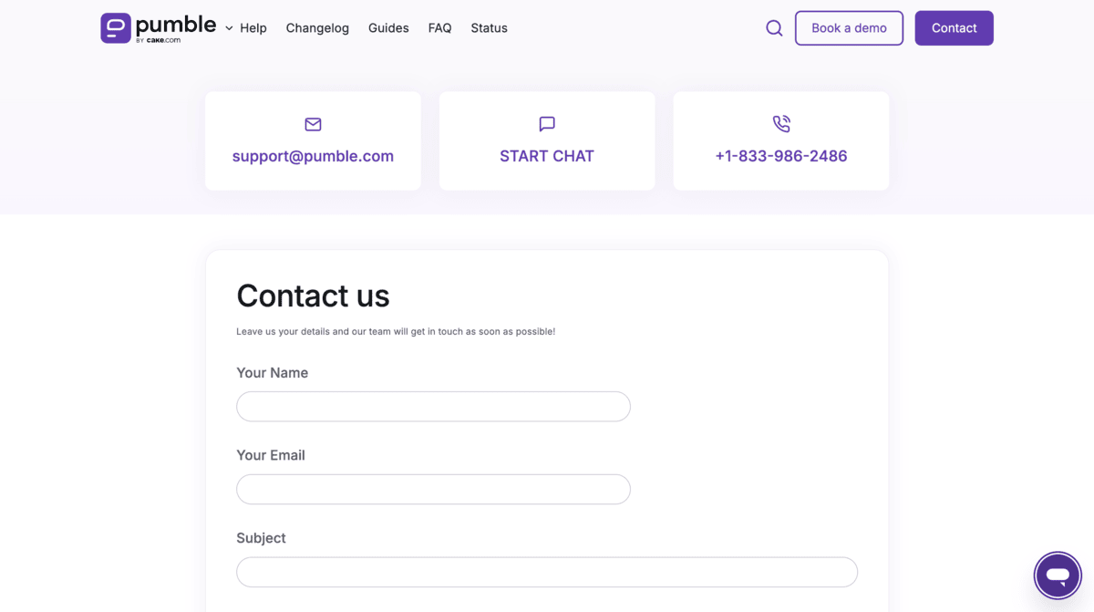 Talk to a real human in Pumble