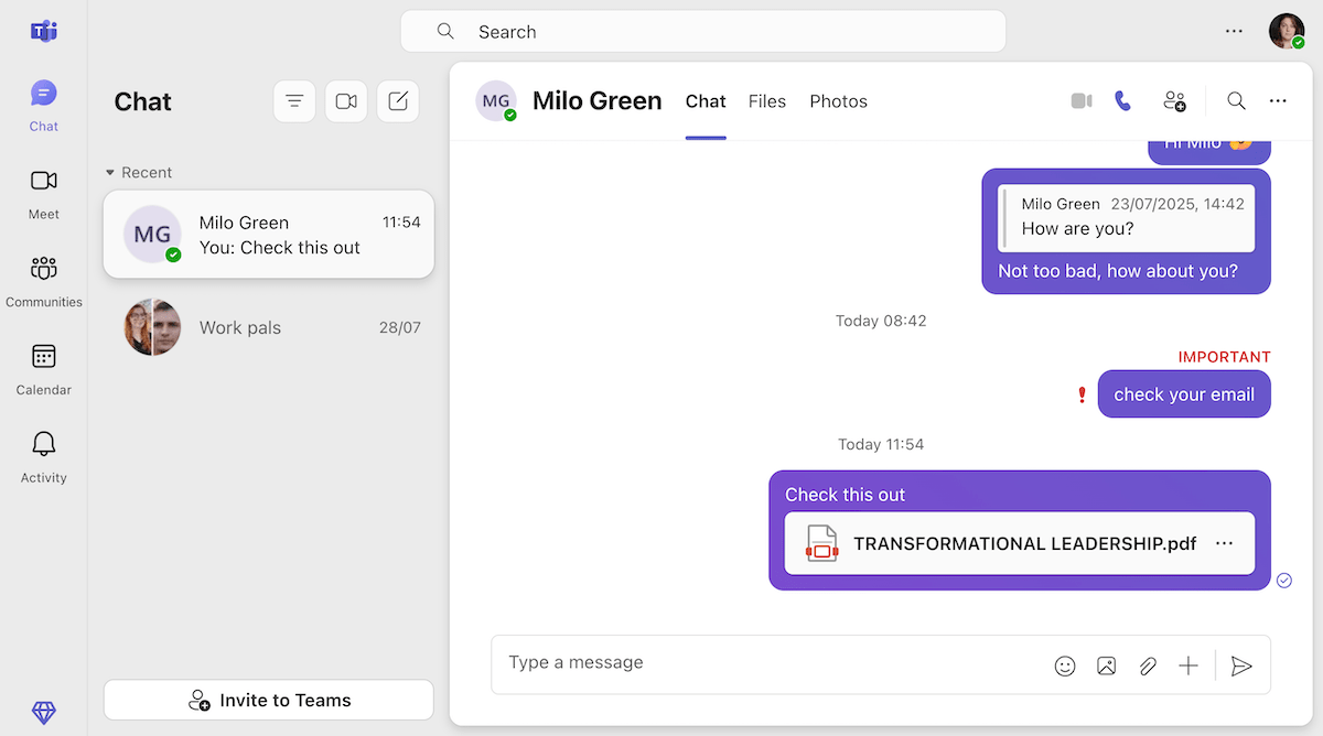 File sharing on Microsoft Teams