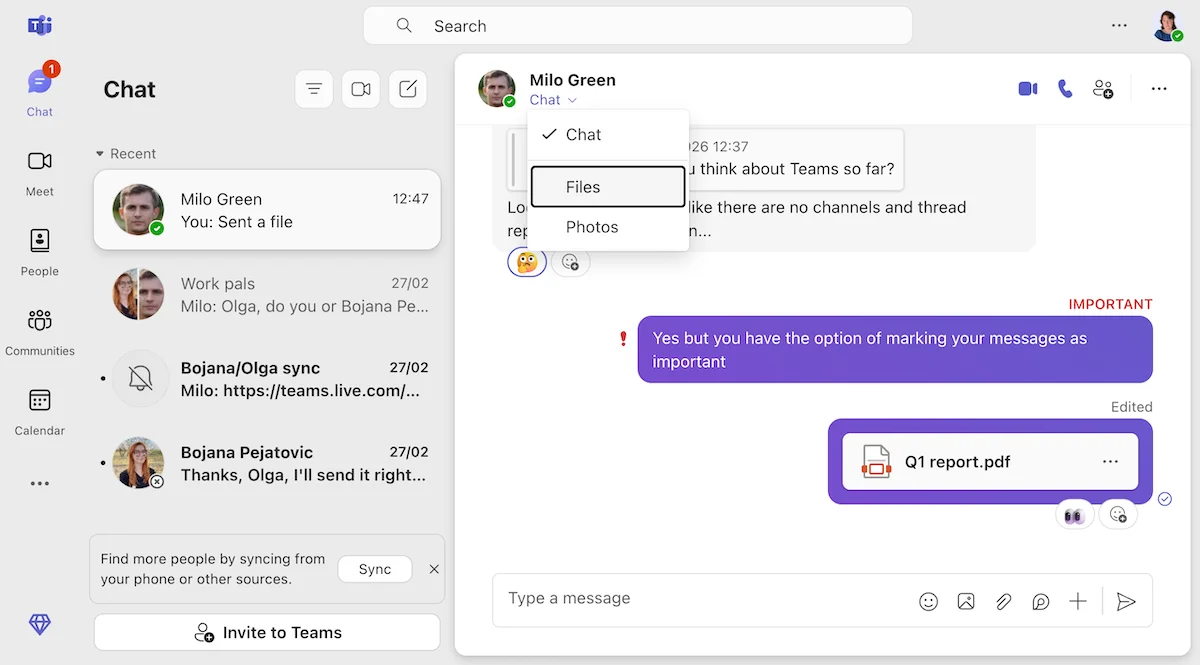 File sharing on Microsoft Teams