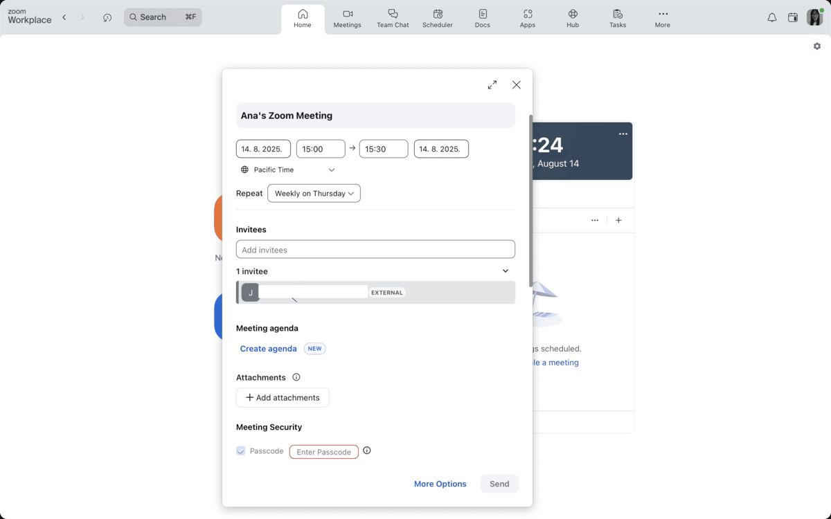 Inviting an external guest user in Zoom 