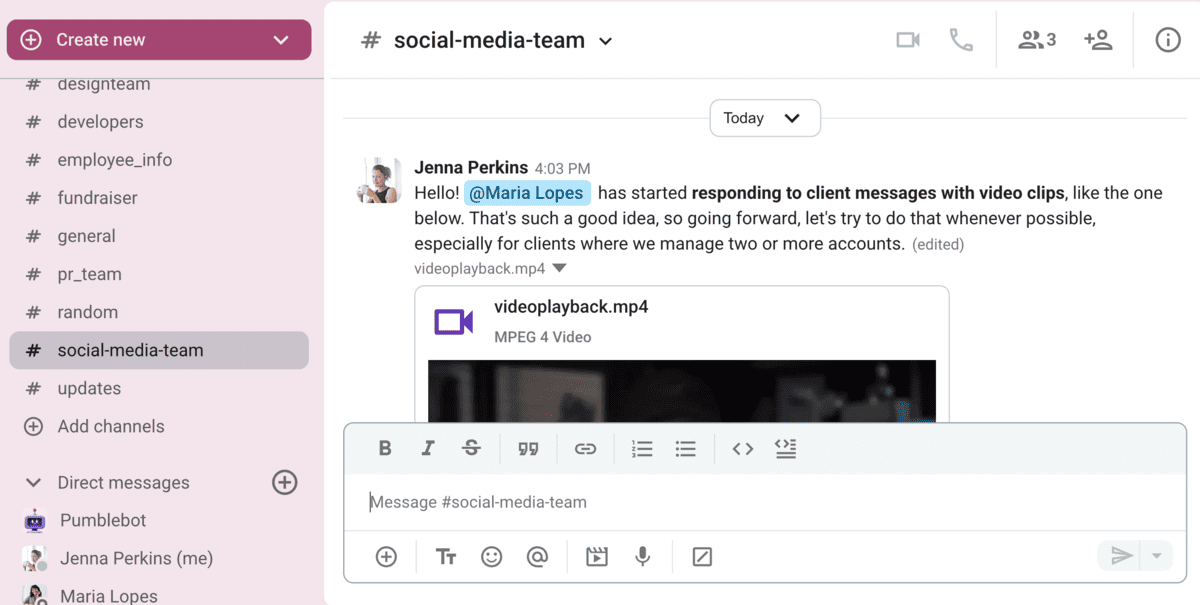 Looking to avoid meetings? Use Pumble’s video messages
