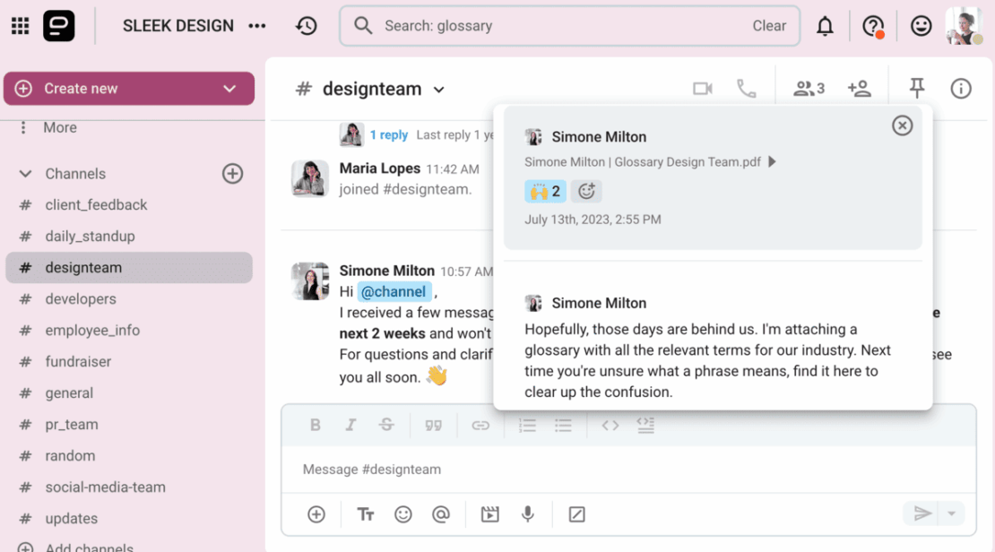 Pin messages in Pumble to accelerate team collaboration
