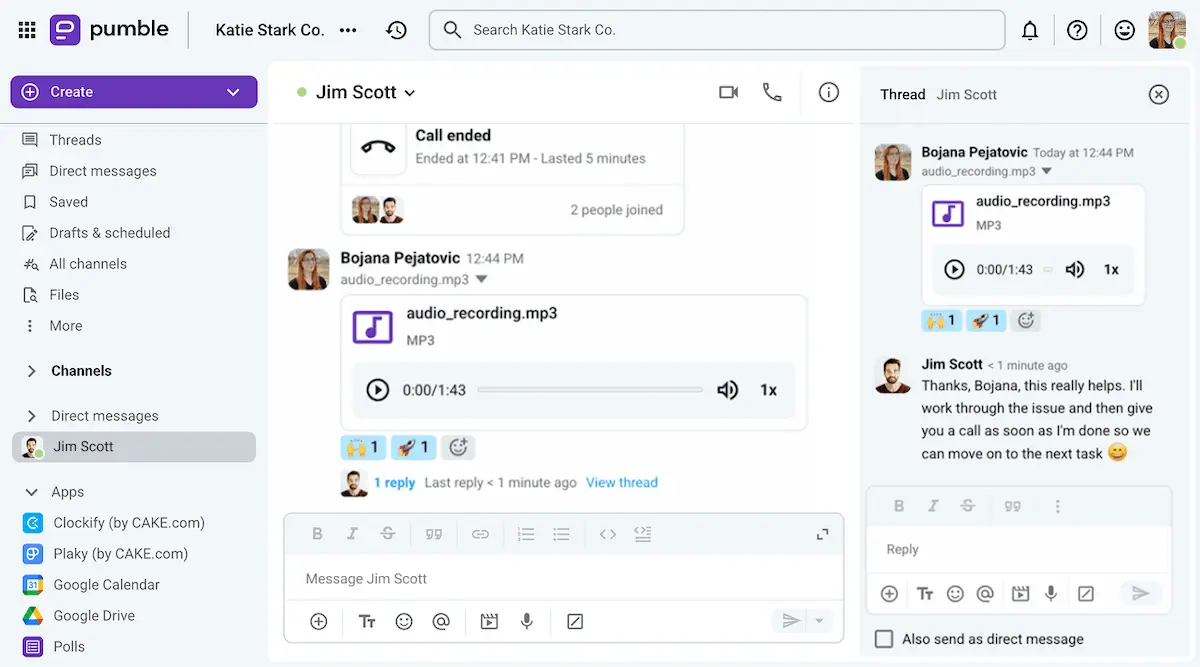 Pumble’s interface