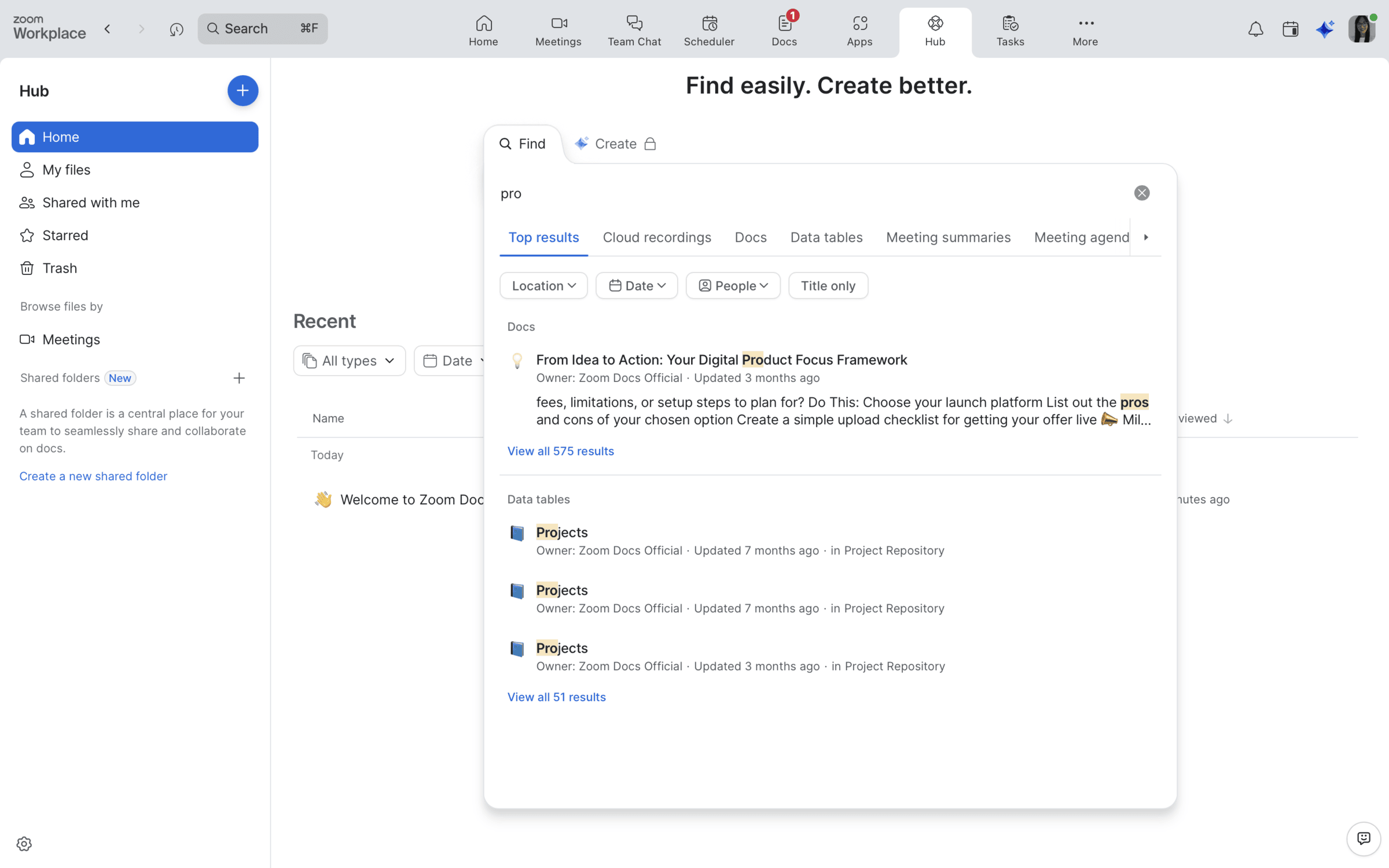 Search options in Zoom