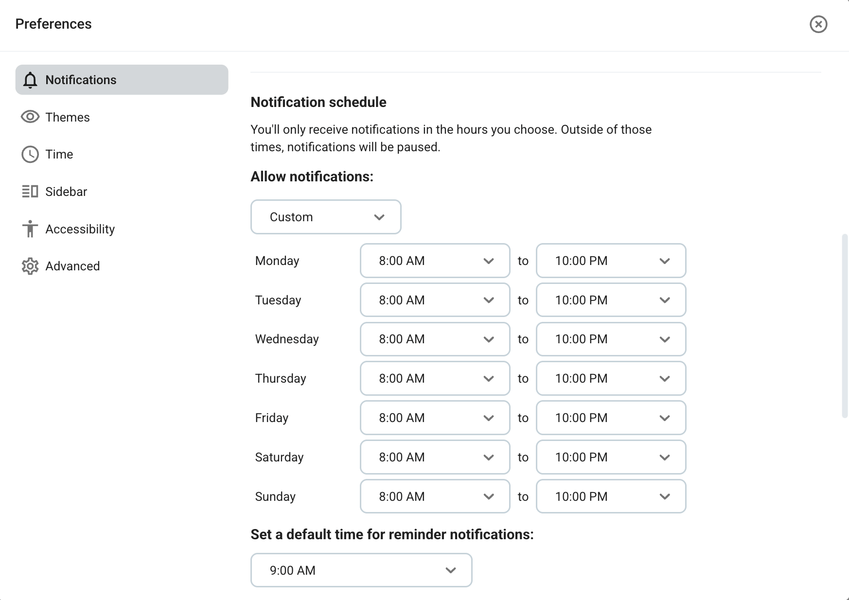 Setting up a notification schedule in Pumble