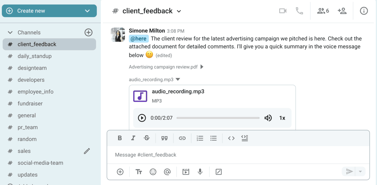 Share information via voice messages
