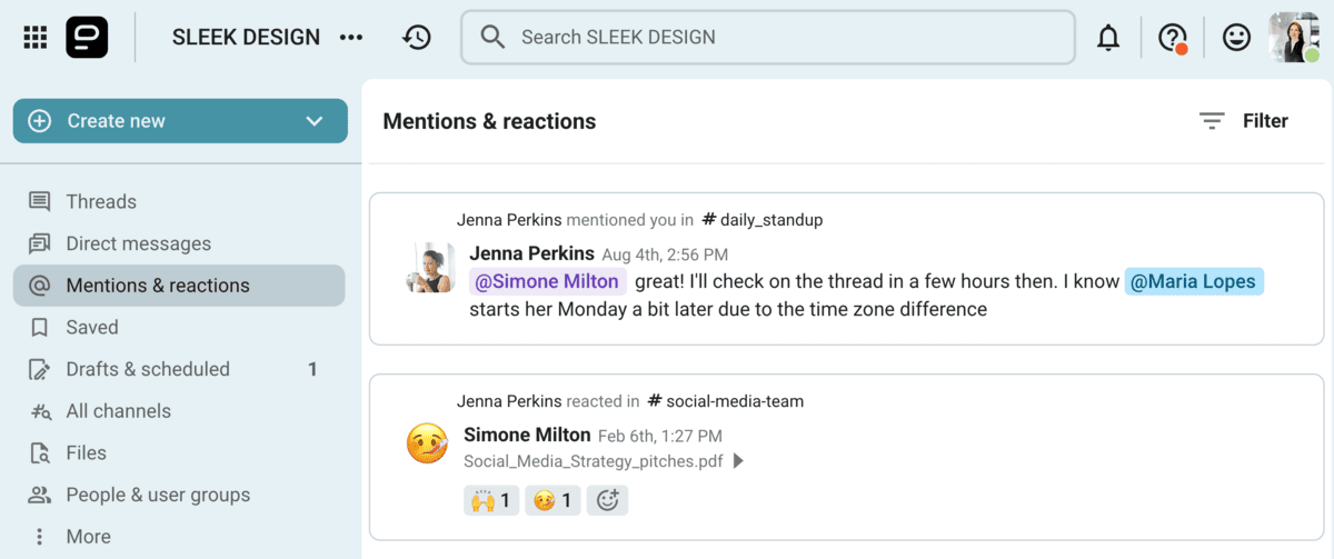 Use mentions to get in touch with the right people
