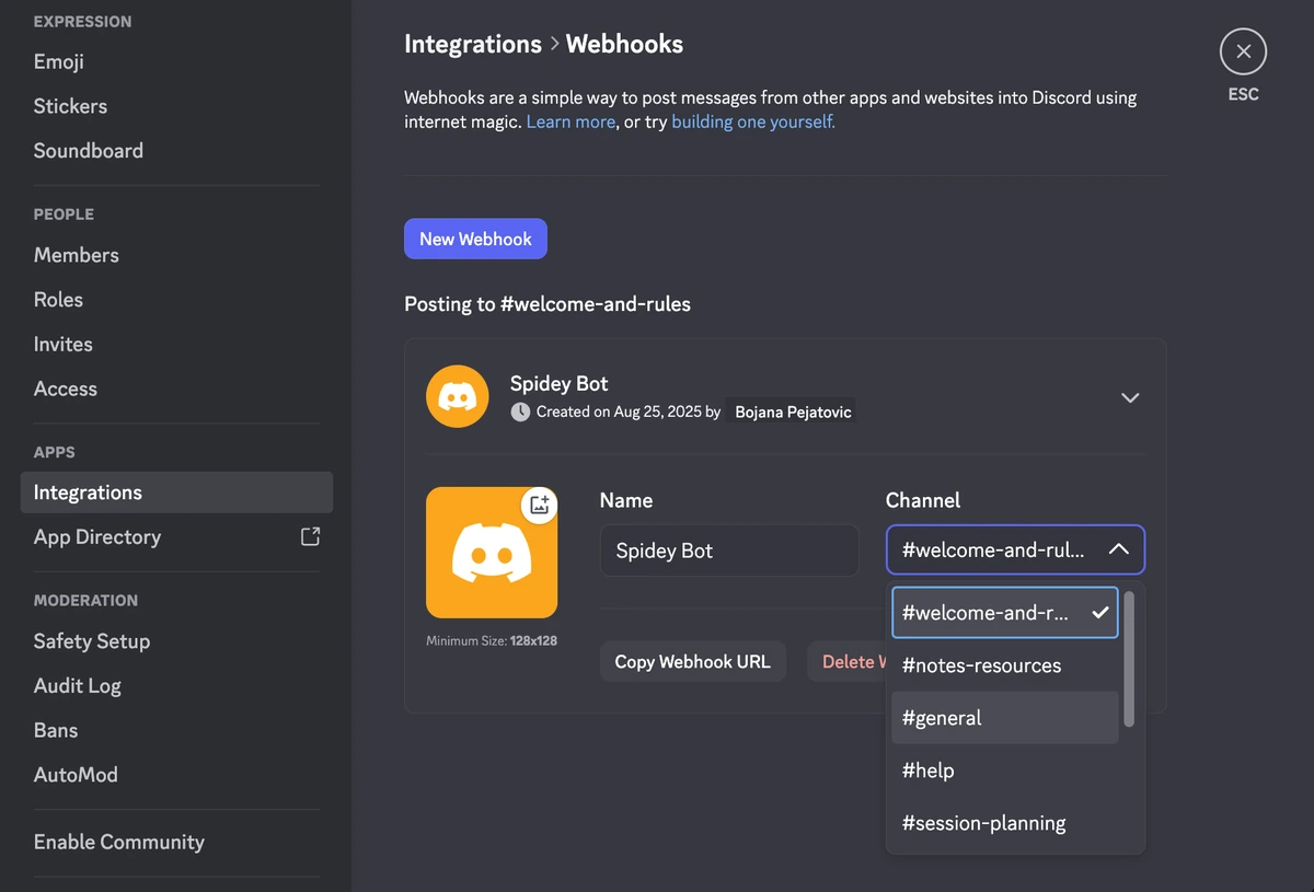 Webhooks on Discord