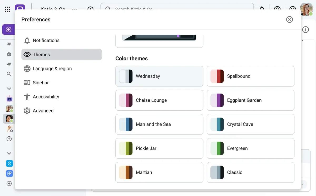 You can choose your own color scheme in Pumble