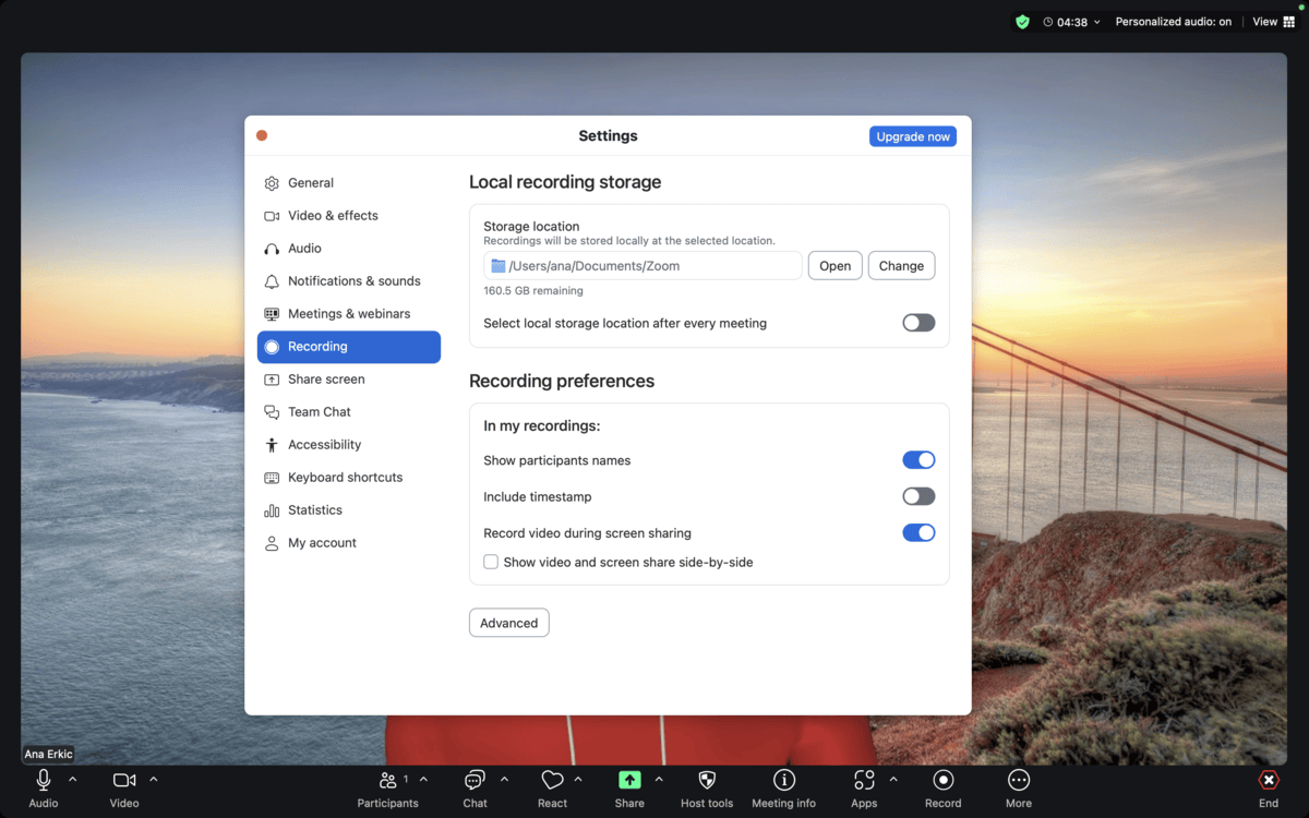 Zoom only lets you store locally in the Free plan