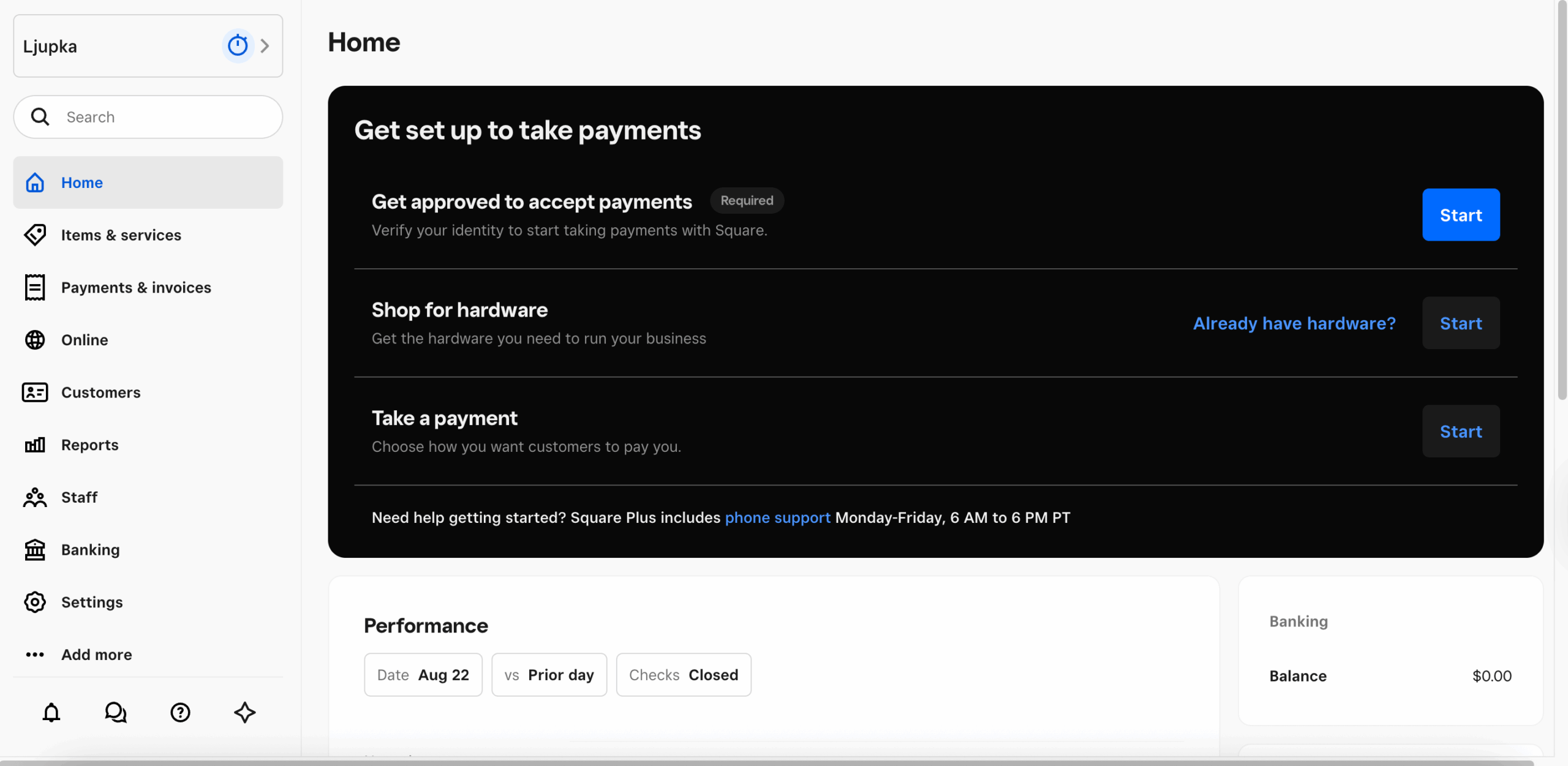 Square’s interface